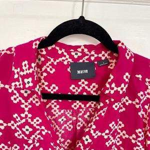 Anthropologie Maeve Pink and White Blouse
